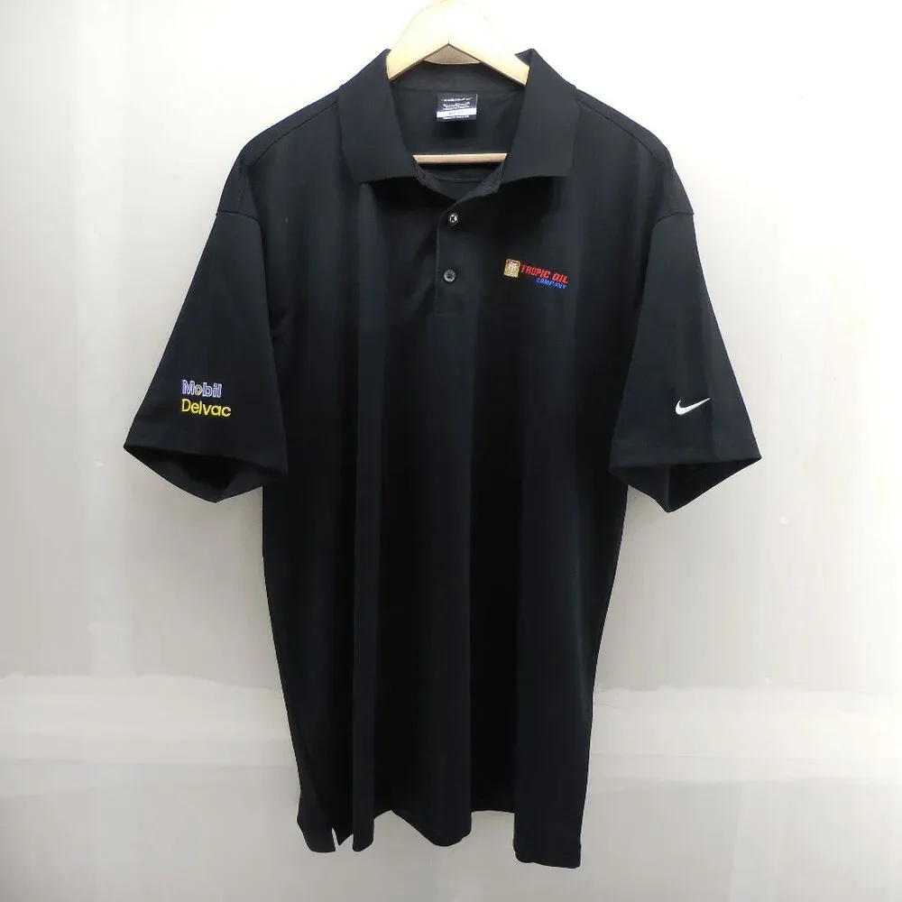 NIke Golf Tropic‎ Oil Company Mobil Delvac Black Mens XL Polo Shirt